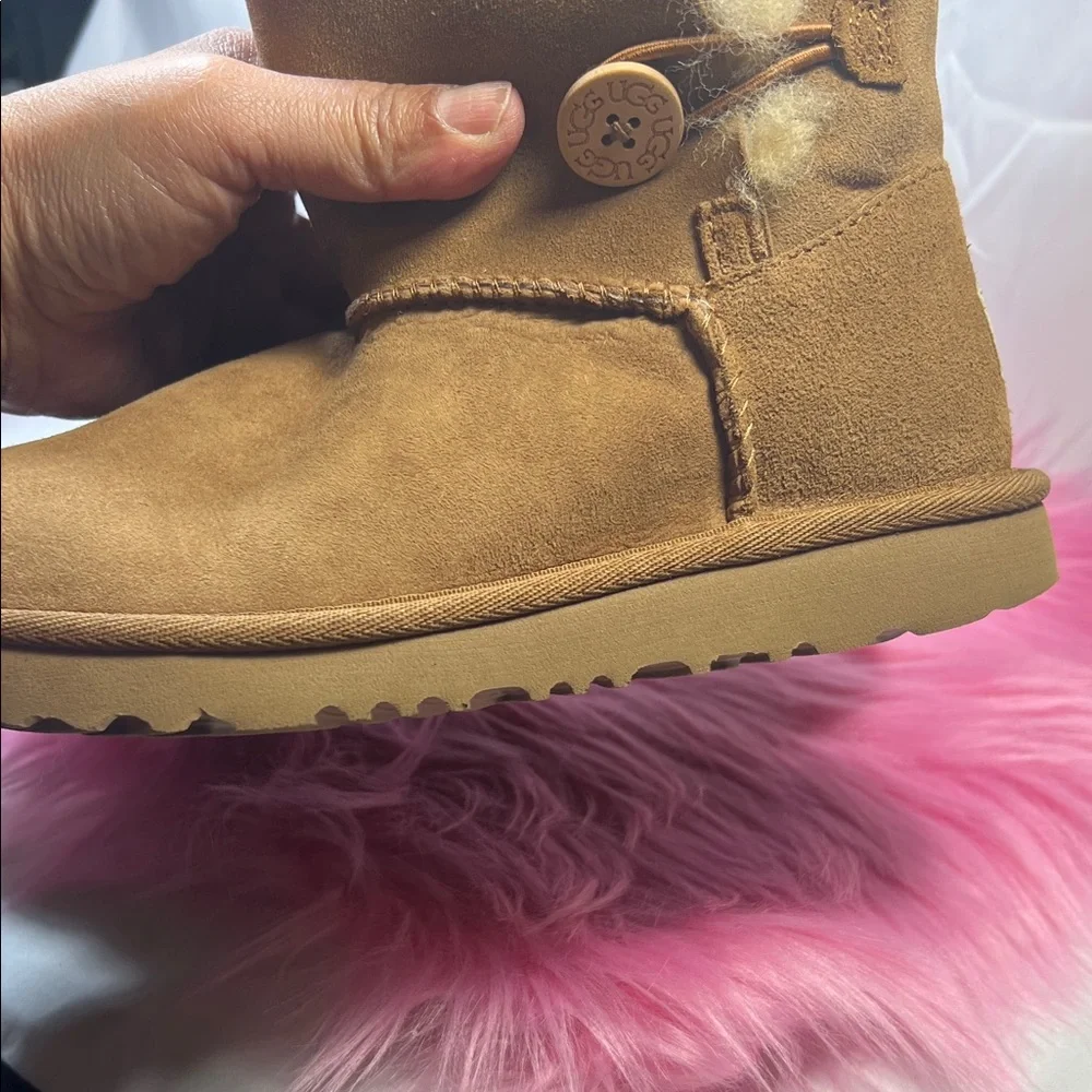 UGG Tan Shearling Buttoned Boots